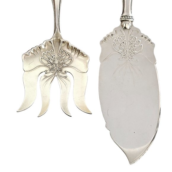 Antique George Shiebler Sterling Silver Sandringham 2pc Fish Serving Set #10180 - Picture 4 of 10